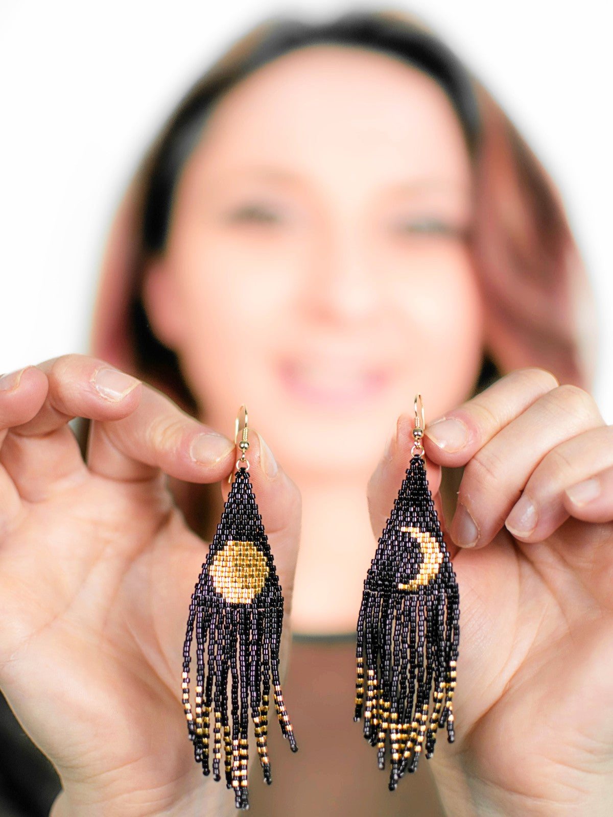 Cercei lungi franjuri luna noua-luna plina - ❤️ Creatii Delicate