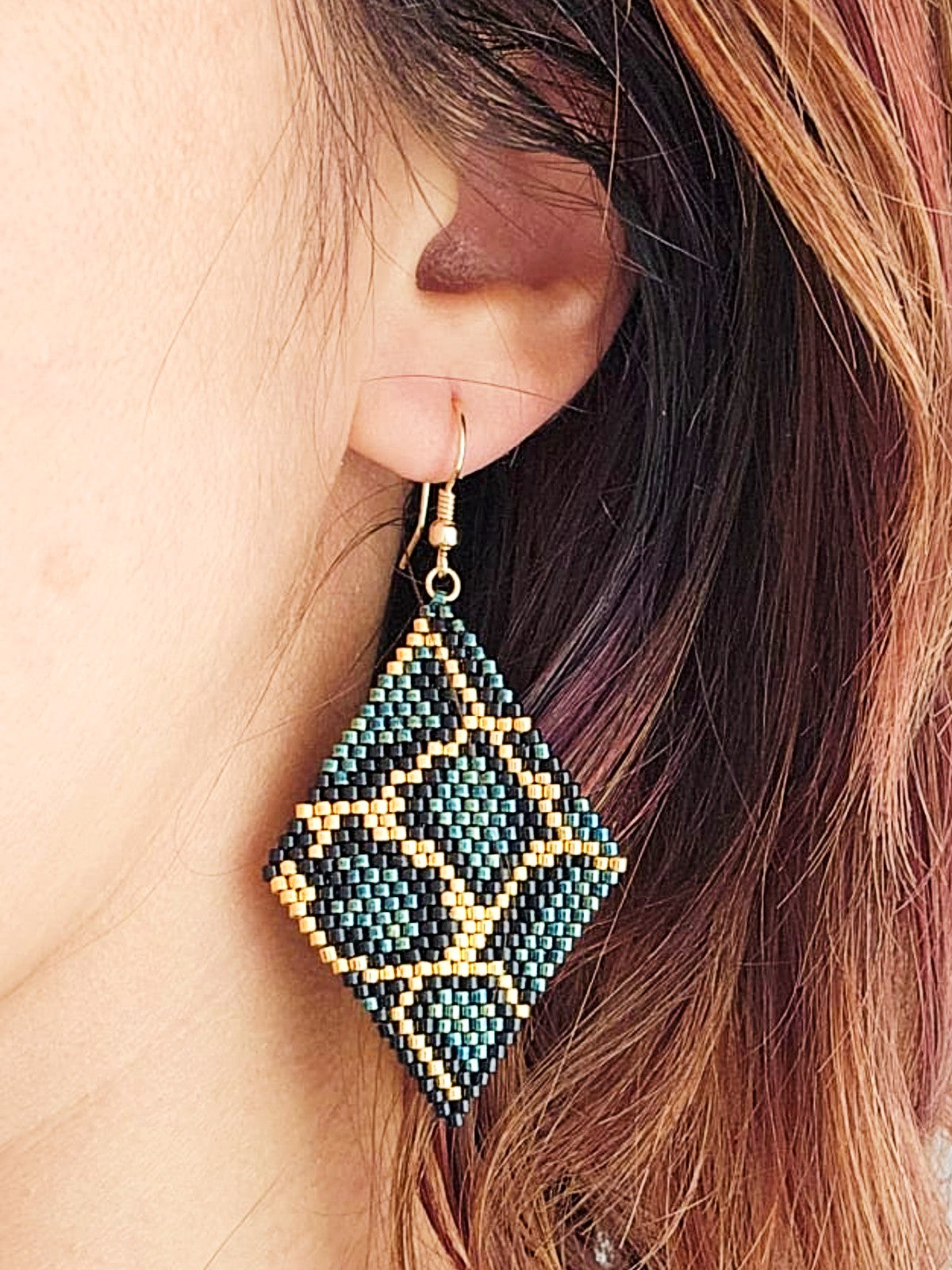 Cercei romb albastru Animal Print