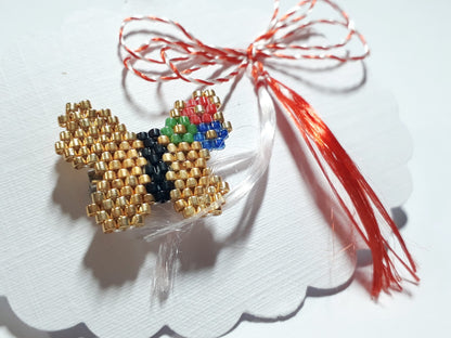 Brosa martisor fluturas auriu