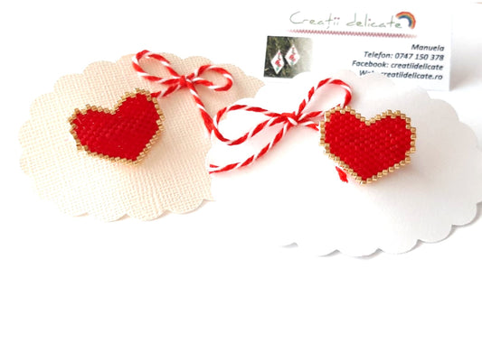 Brosa martisor inima rosie