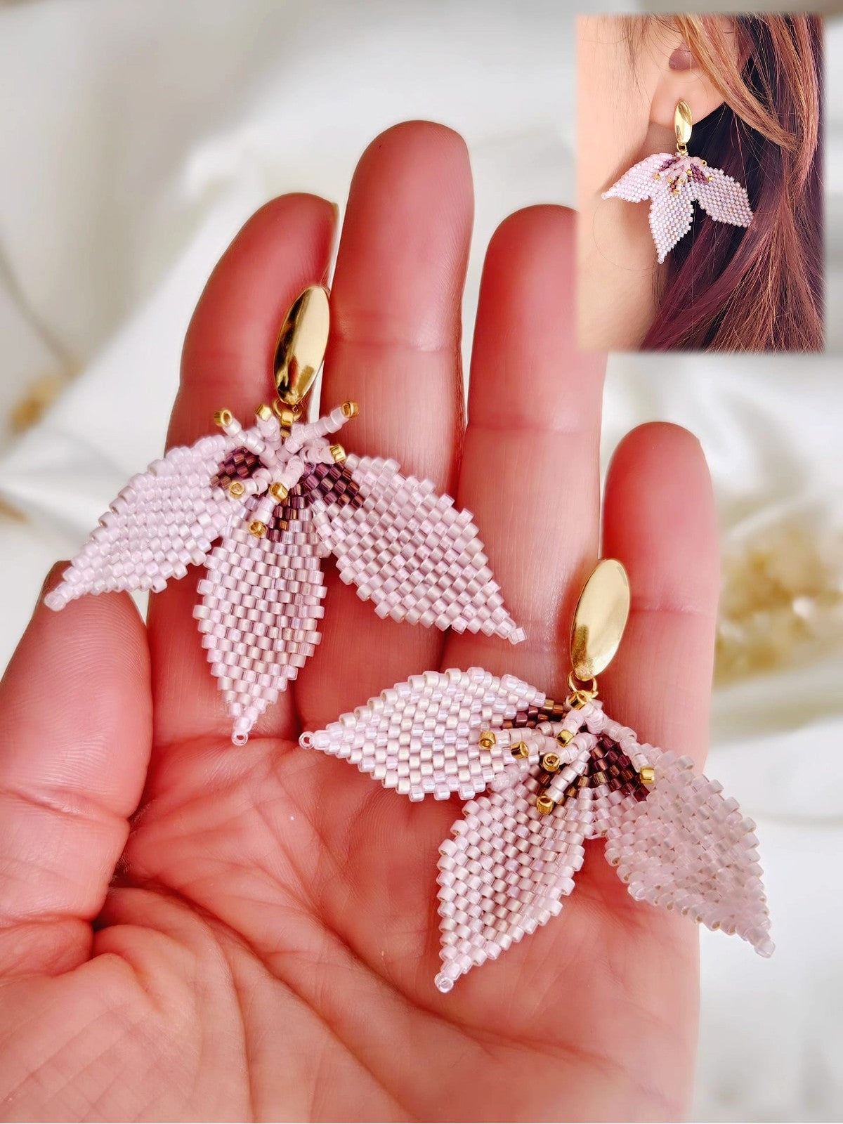 Cercei flori 3 petale - ❤️ Creatii Delicate 
