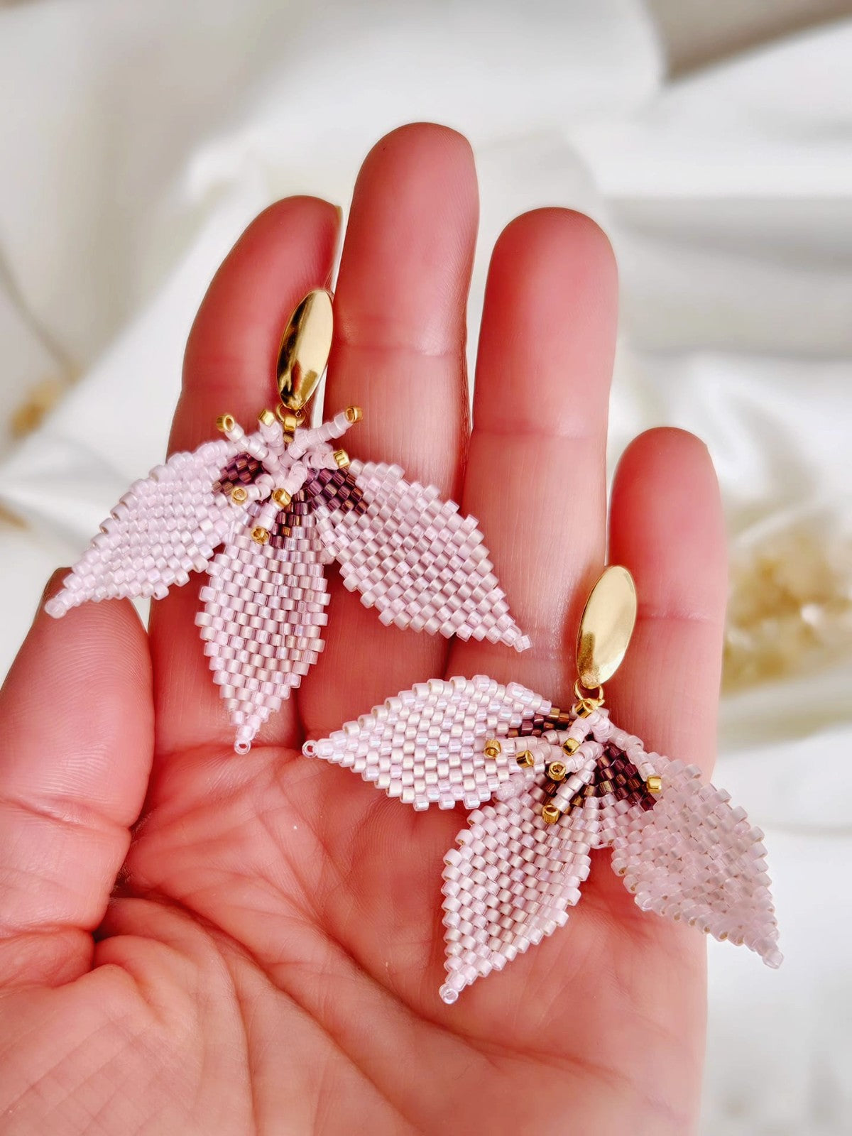 Cercei flori 3 petale - ❤️ Creatii Delicate 