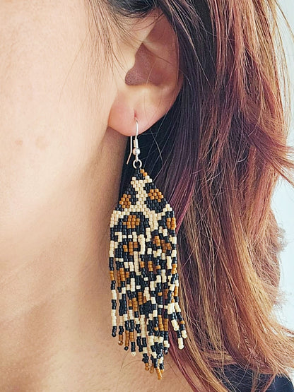 Cercei lungi franjuri Animal Print