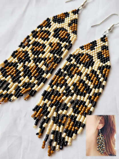 Cercei lungi franjuri Animal Print