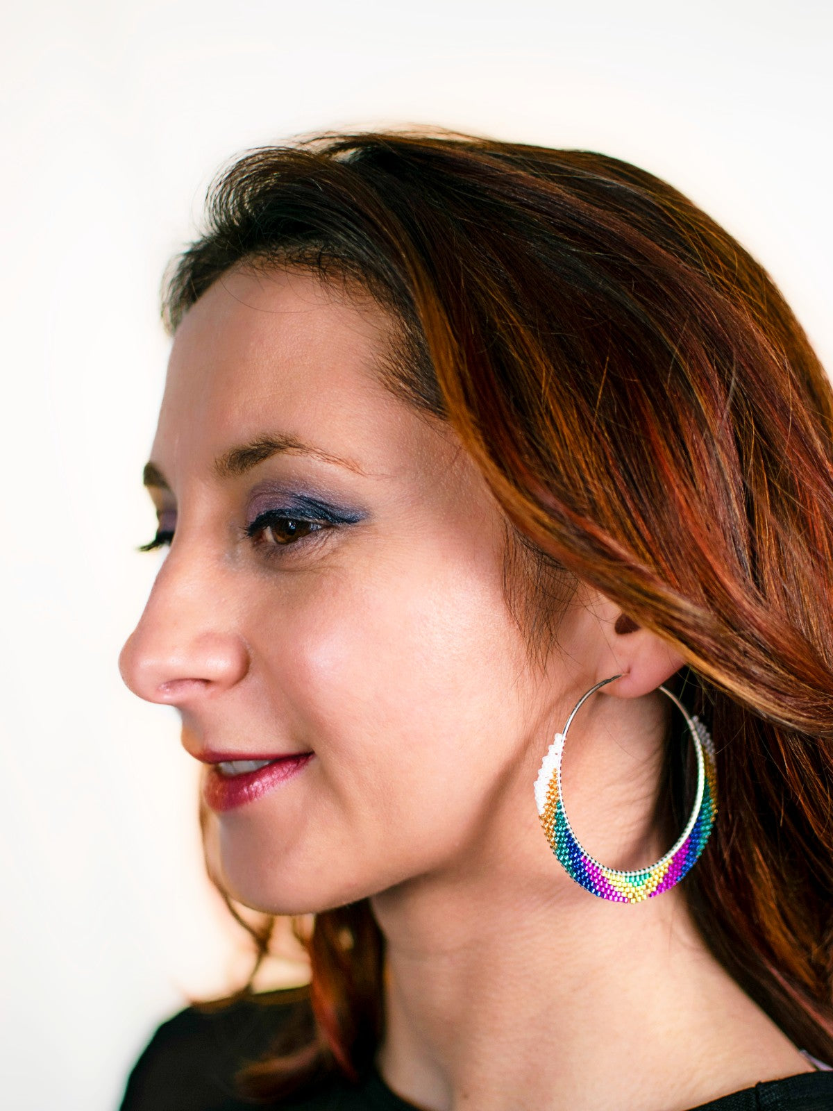 Cercei creole hoops argint cercuri mari multicolor - ❤️ Creatii Delicate 