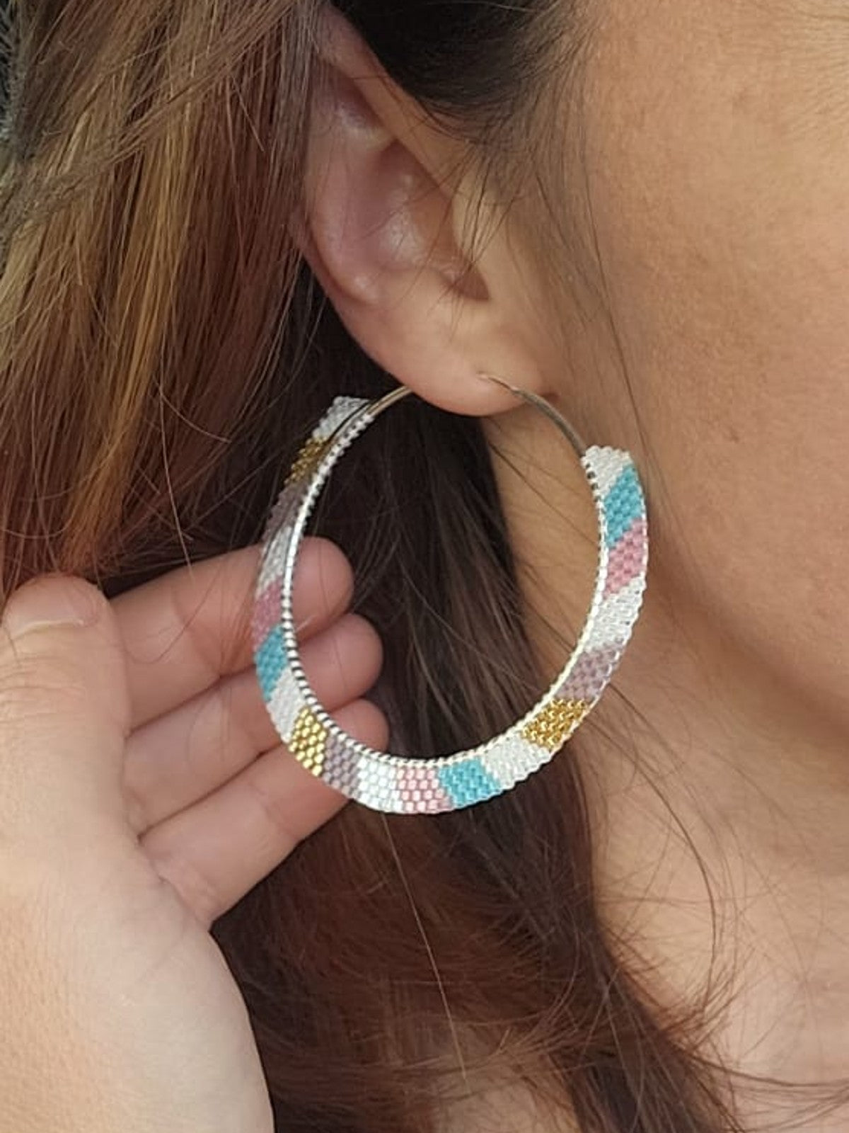 Cercei creole hoops argint cercuri mari toamna - Creatii Delicate