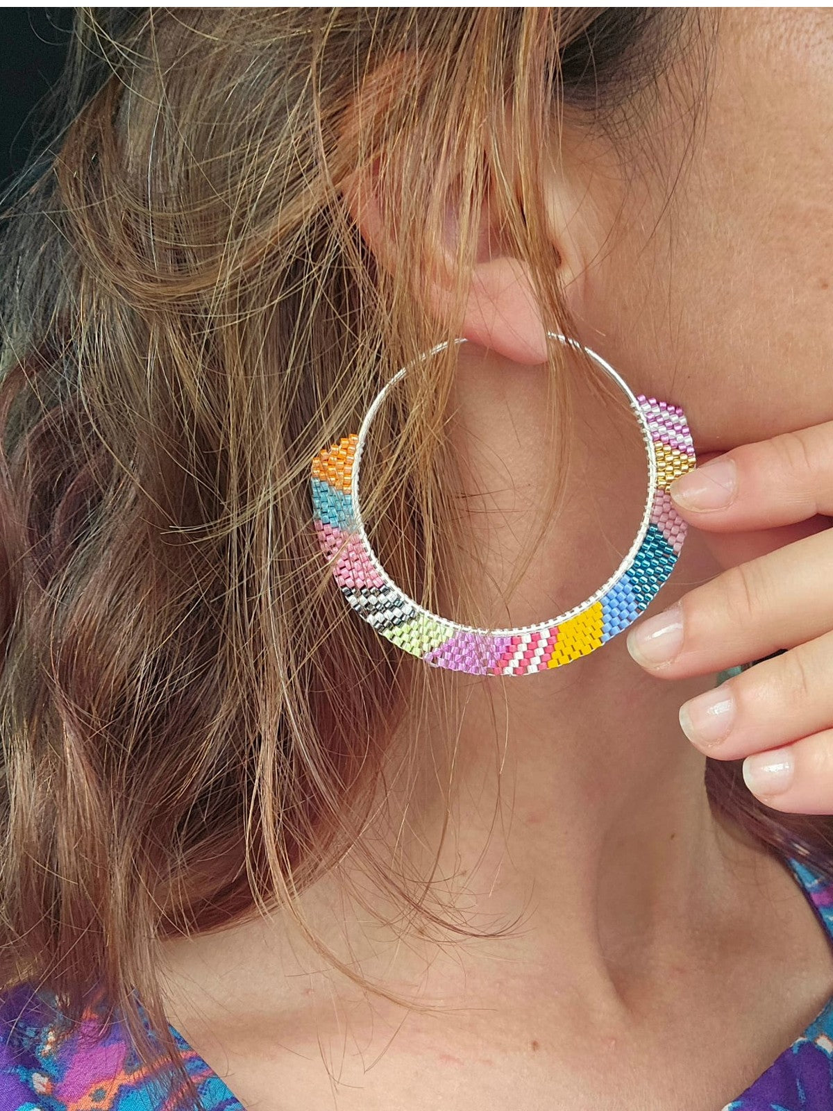 Cercei creole hoops argint cercuri mari toamna - Creatii Delicate