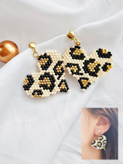 Cercei inima mare Animal Print