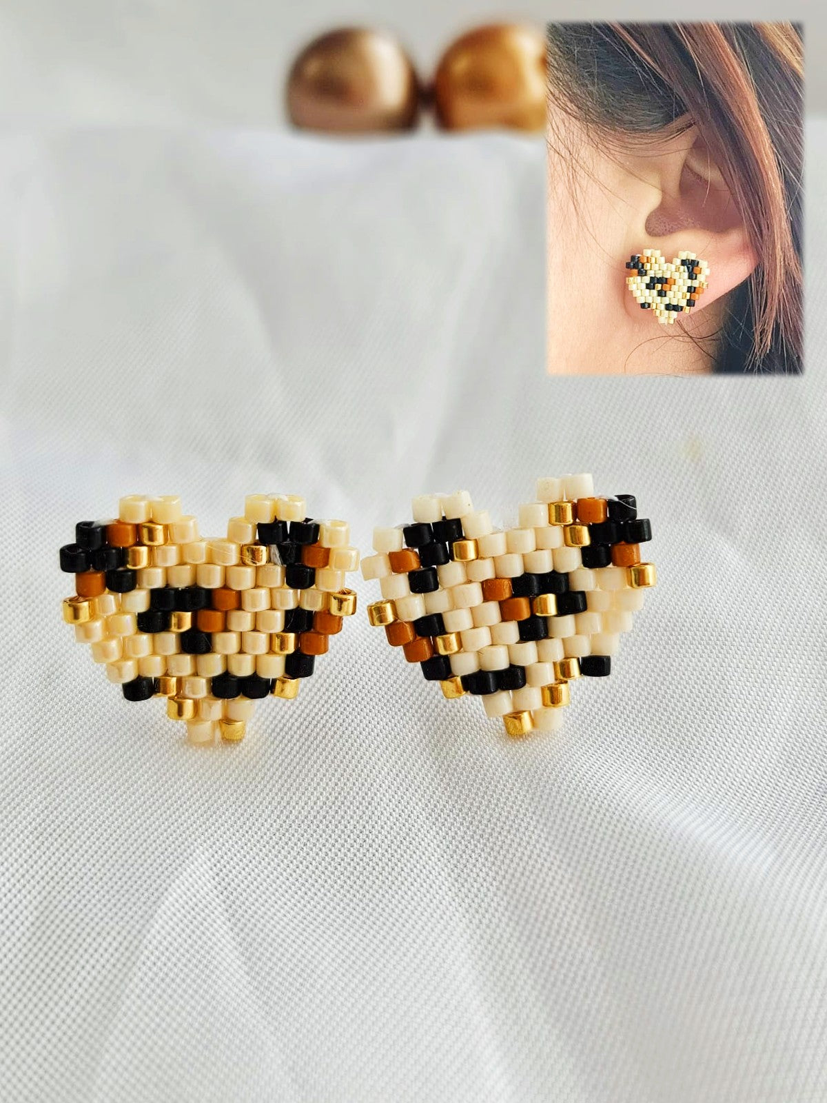 Cercei inima mica Animal Print