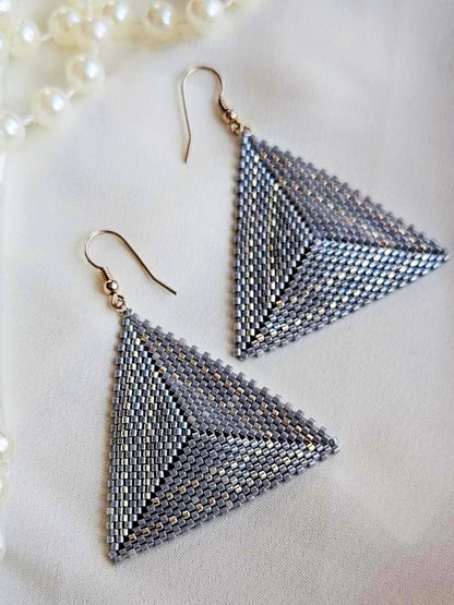 Cercei triunghi mare18 argintiu - ❤️ Creatii Delicate 